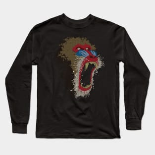 Mandrillus Sphinx - Geometric Baboon Monkey Long Sleeve T-Shirt